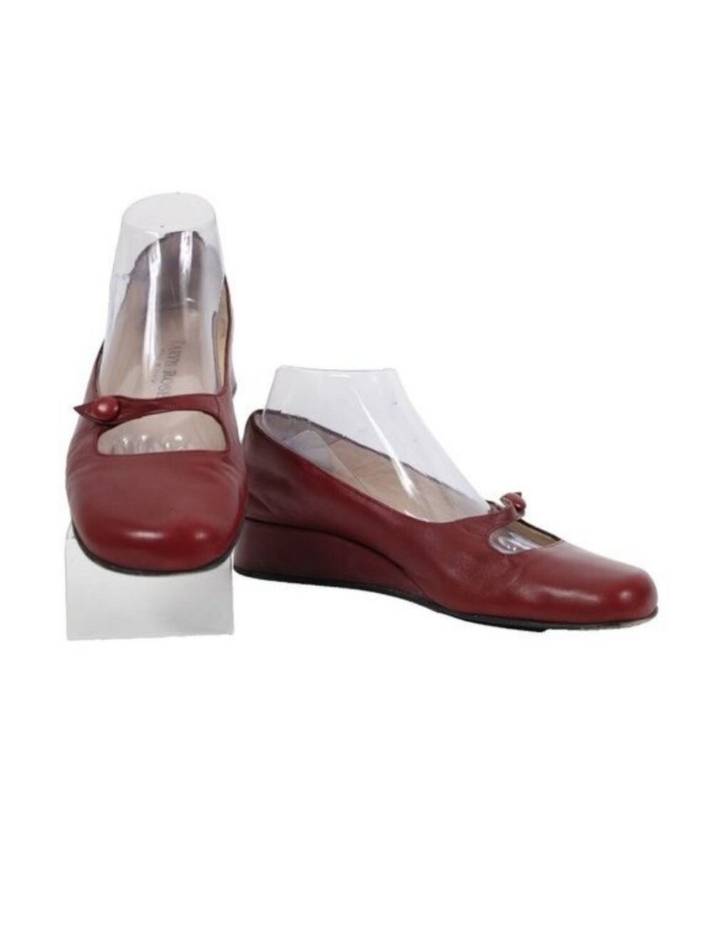 Taryn Rose Kristy Nappa Sz 39.5 M Red Leather Upper Inner 1.25" Wedge Heels